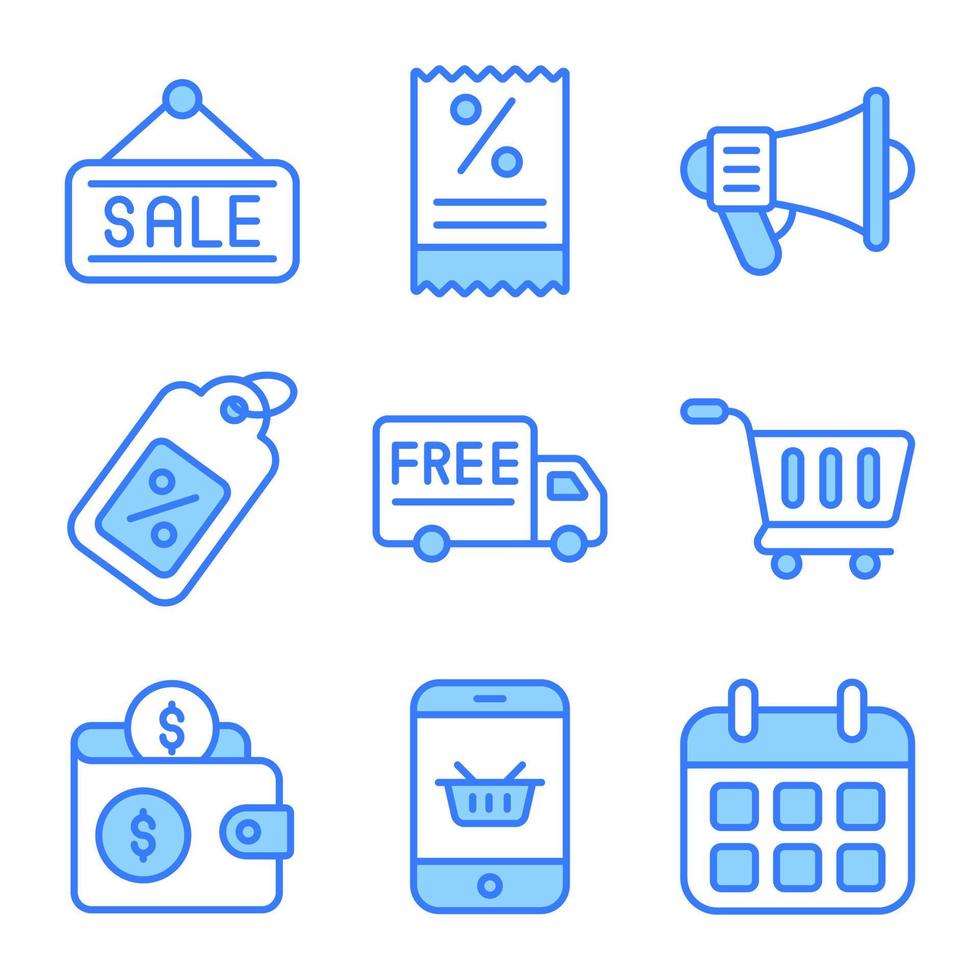 icônes cyber lundi ensemble d'icônes vectorielles liées au commerce électronique et aux achats. vecteur
