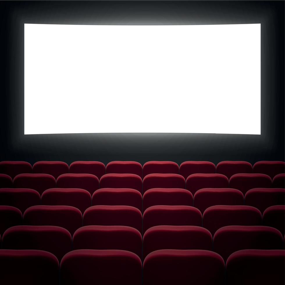 salle de cinéma avec écran blanc vecteur