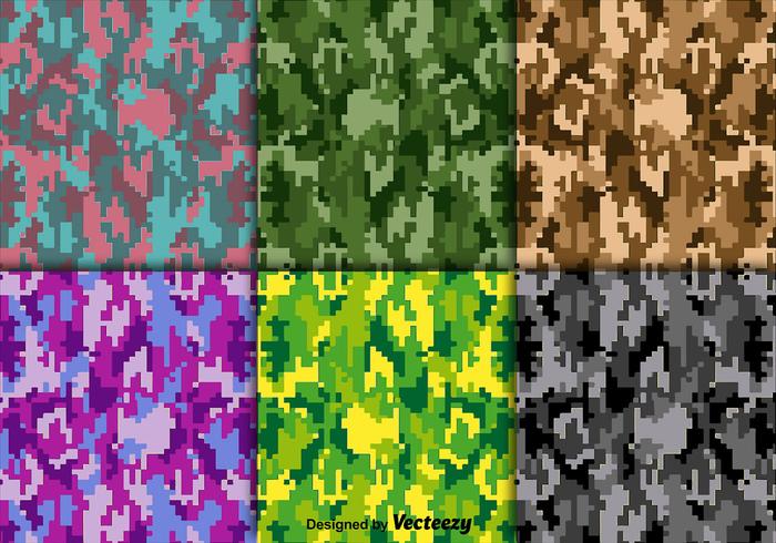 Ensemble de texture de camouflage numérique à vecteur lumineux