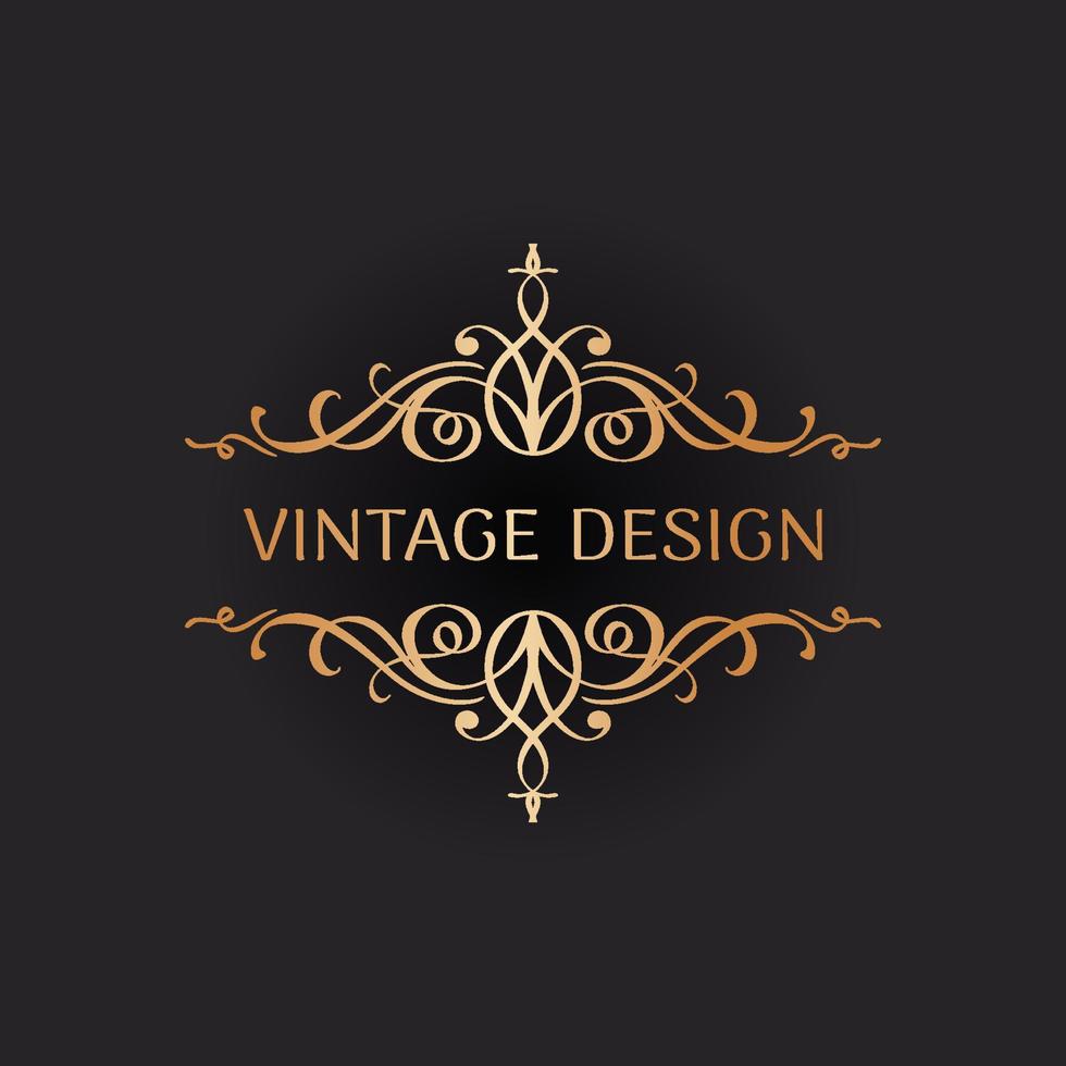logo de mariage de style vintage avec ornement doré vecteur