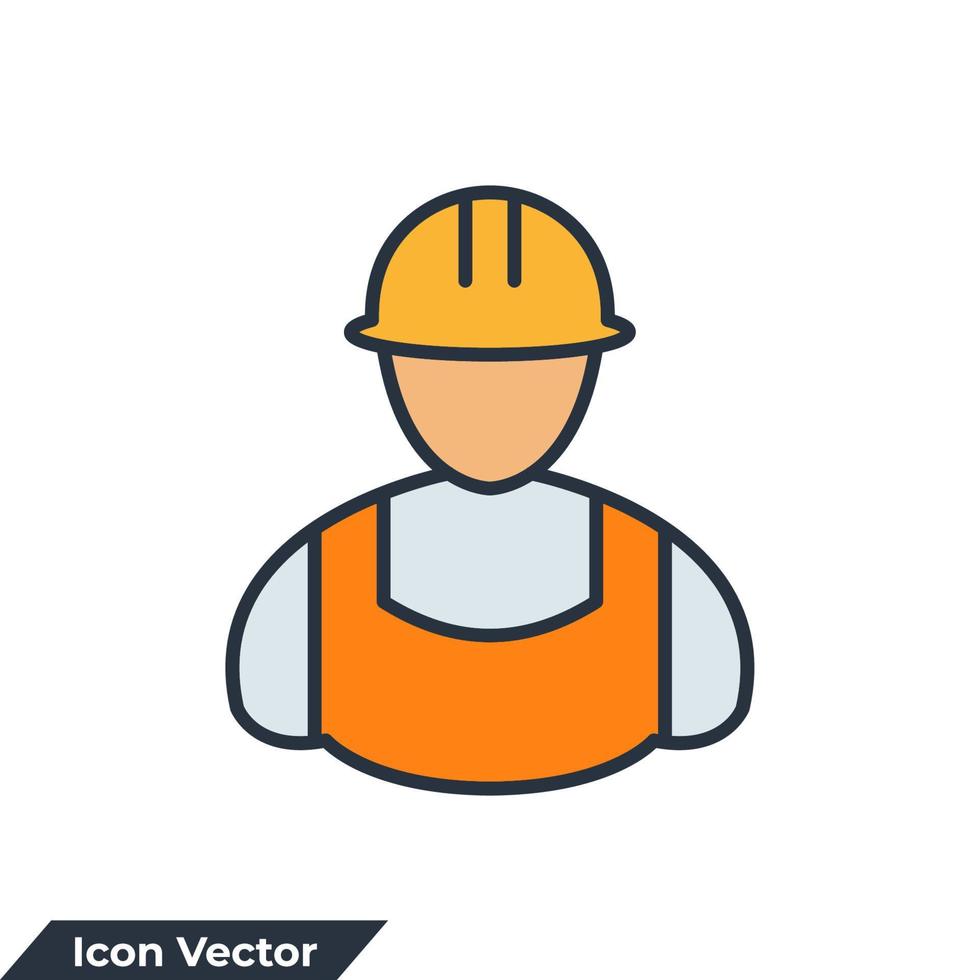 illustration vectorielle de constructeur icône logo. modèle de symbole de travailleur de la construction pour la collection de conception graphique et web vecteur