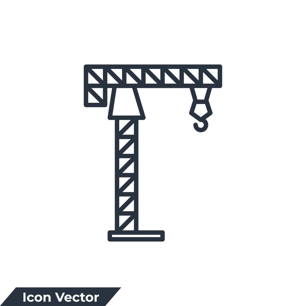 grue à tour icône logo illustration vectorielle. modèle de symbole de grue à tour pour la collection de conception graphique et web vecteur
