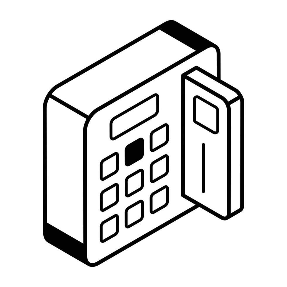 une icône isométrique de ligne de terminal de paiement vecteur