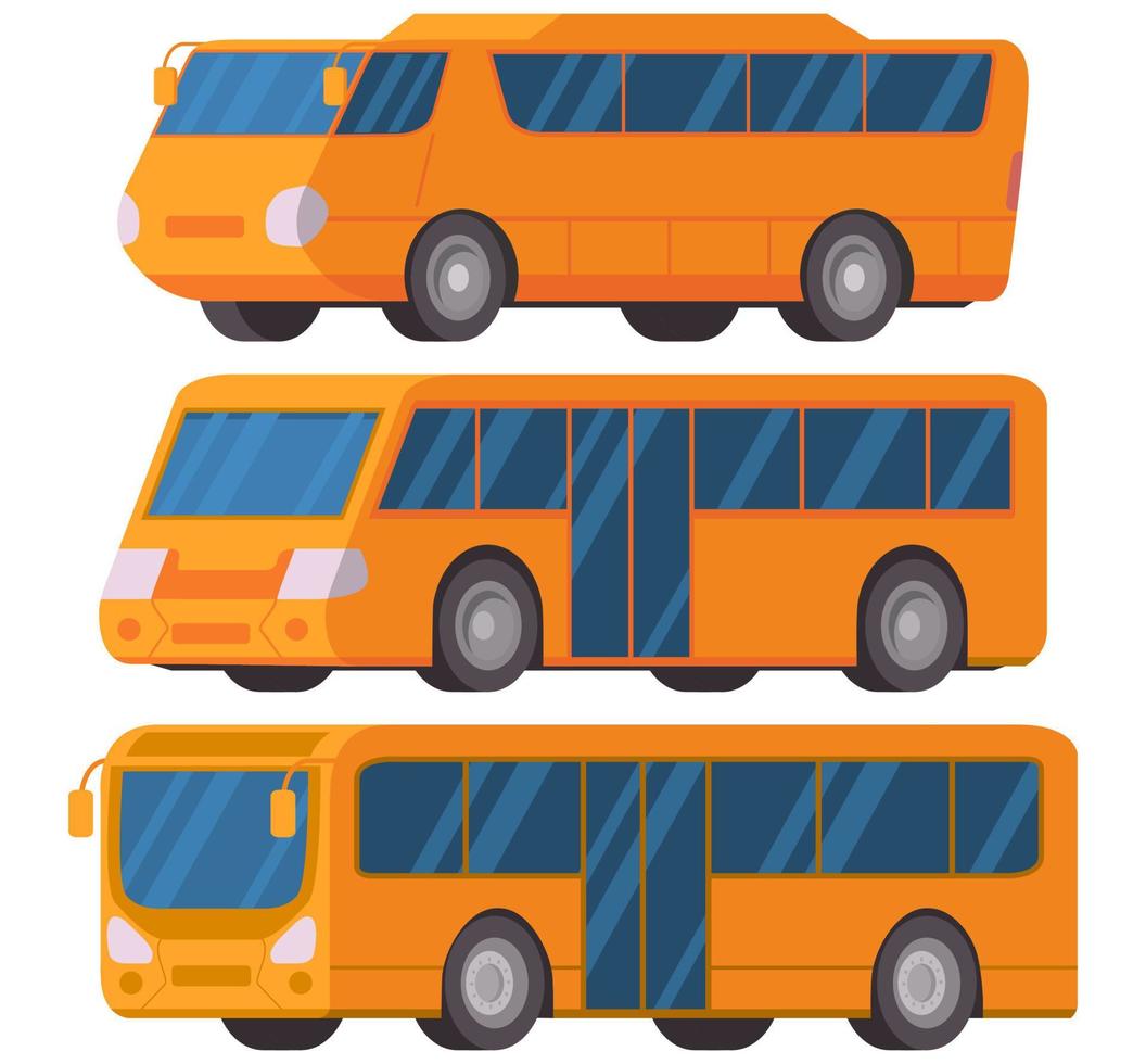 bus de ville jaune. illustration vectorielle style plat de voiture. vue latérale du véhicule. bus moderne interurbain touristique. isolé sur fond blanc. vecteur