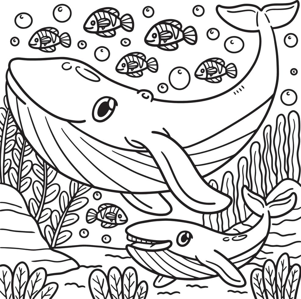 Coloriage animal baleine pour les enfants vecteur