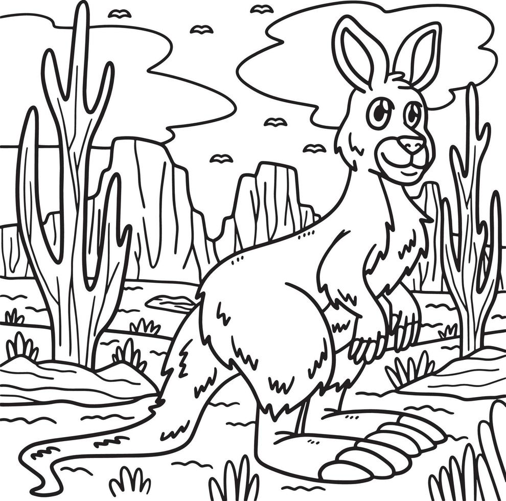 Coloriage animal kangourou pour les enfants vecteur