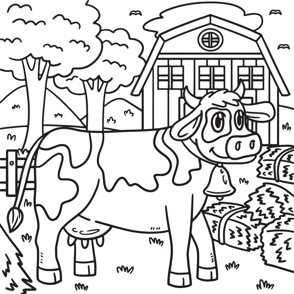 coloriage animal vache pour les enfants vecteur