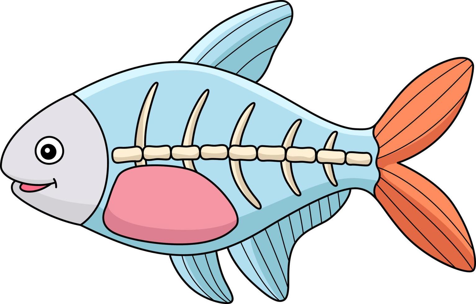 rayons x poisson animal dessin animé coloré clipart vecteur