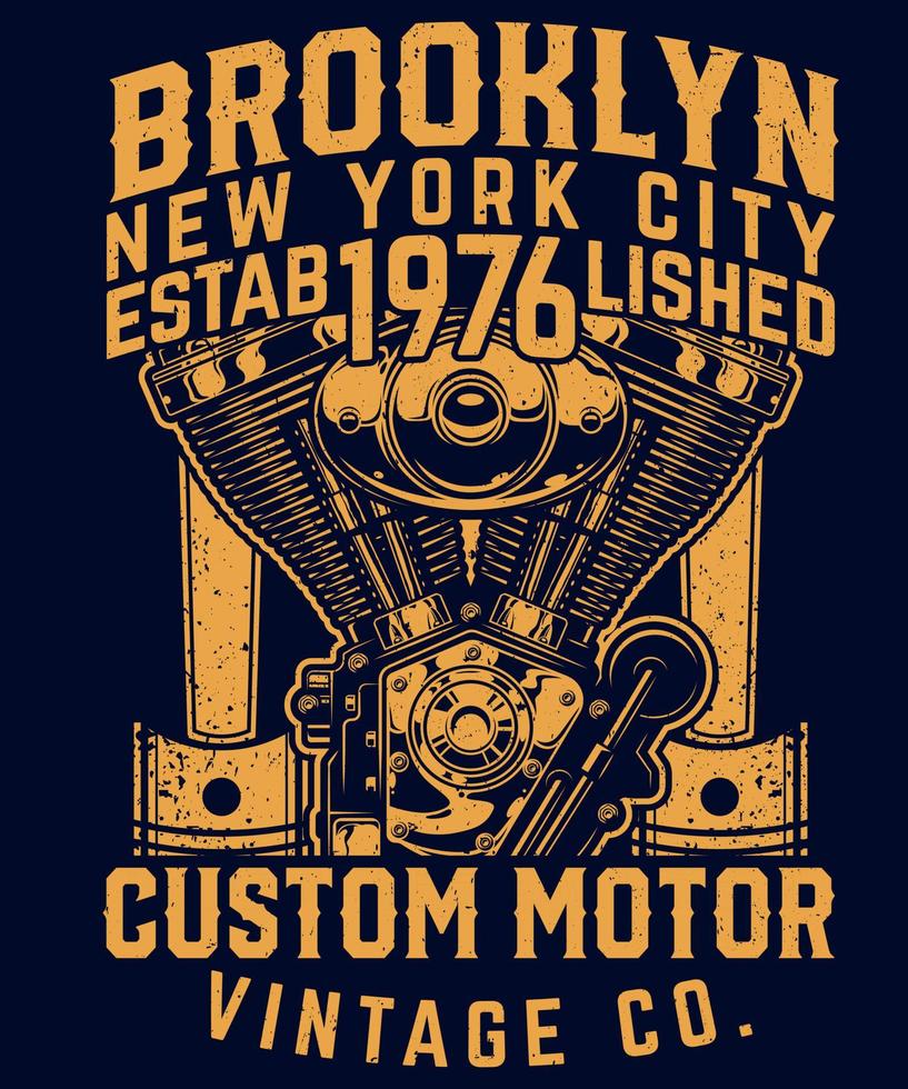 vecteur entièrement modifiable eps 10 aperçu du t-shirt moteur personnalisé brooklyn concevoir une image adaptée aux t-shirts, tasses, sacs, cartes postales, et bien plus encore. le paquet est de 4500 5400px