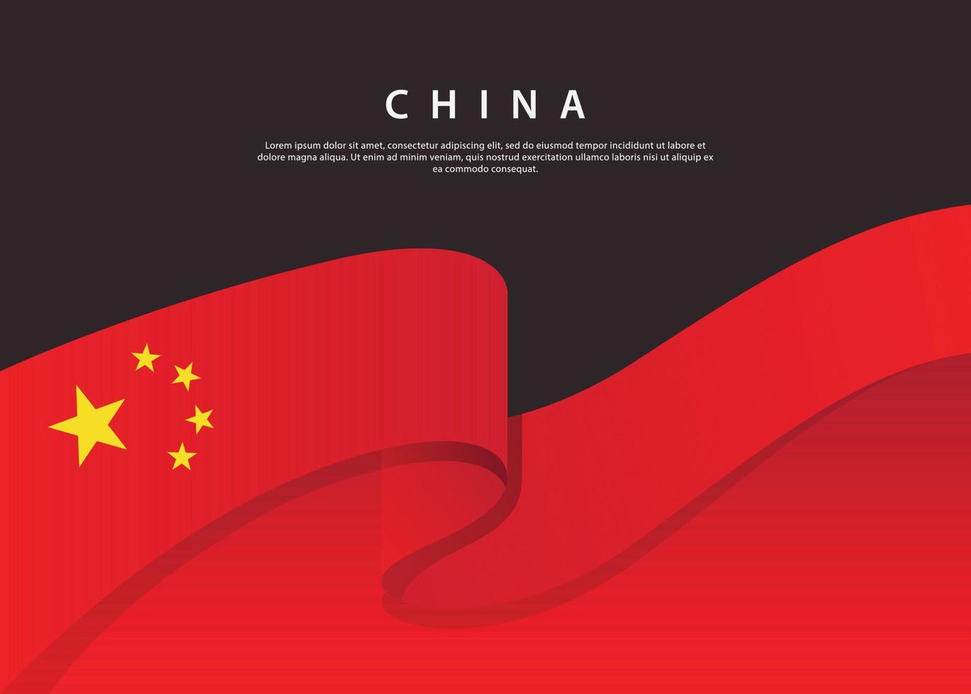 drapeau de la chine qui coule. drapeau de la Chine sur fond noir. modèle d'illustration vectorielle vecteur