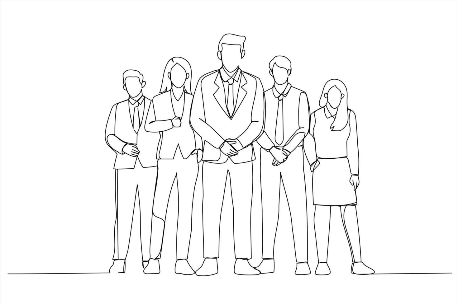 dessin animé de gens d'affaires confiants. style d'art en ligne continue vecteur