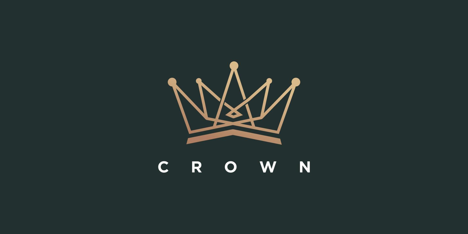création de logo couronne avec vecteur premium de style art ligne moderne