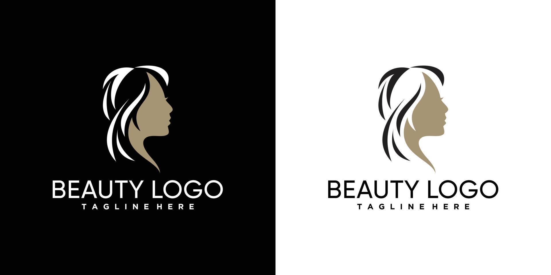 création de logo de beauté pour femme avec concept créatif vecteur