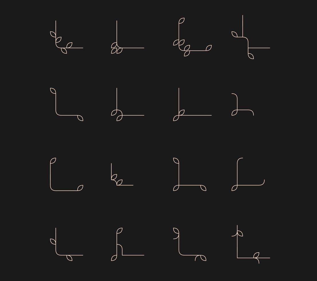 ligne de feuilles d'angle de bordure esthétique vecteur