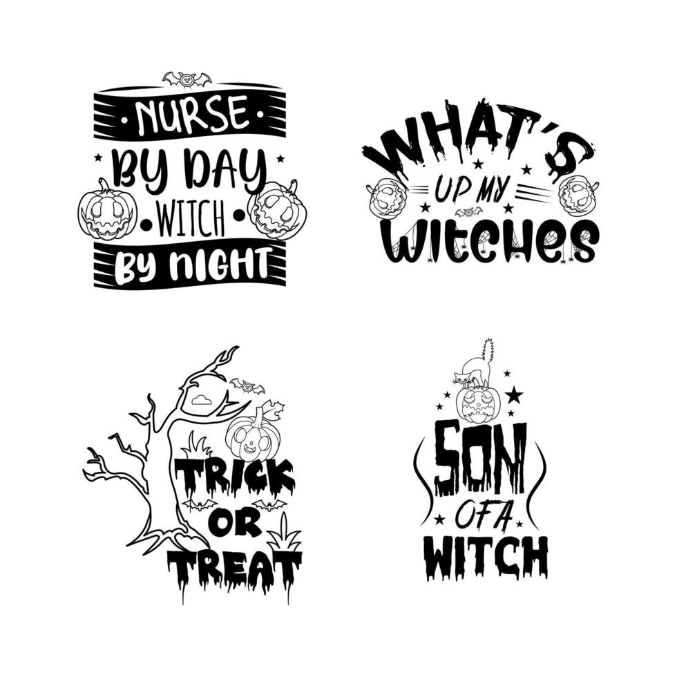 jeu de typographie de lettrage halloween. conception de typographie halloween heureux. vecteur