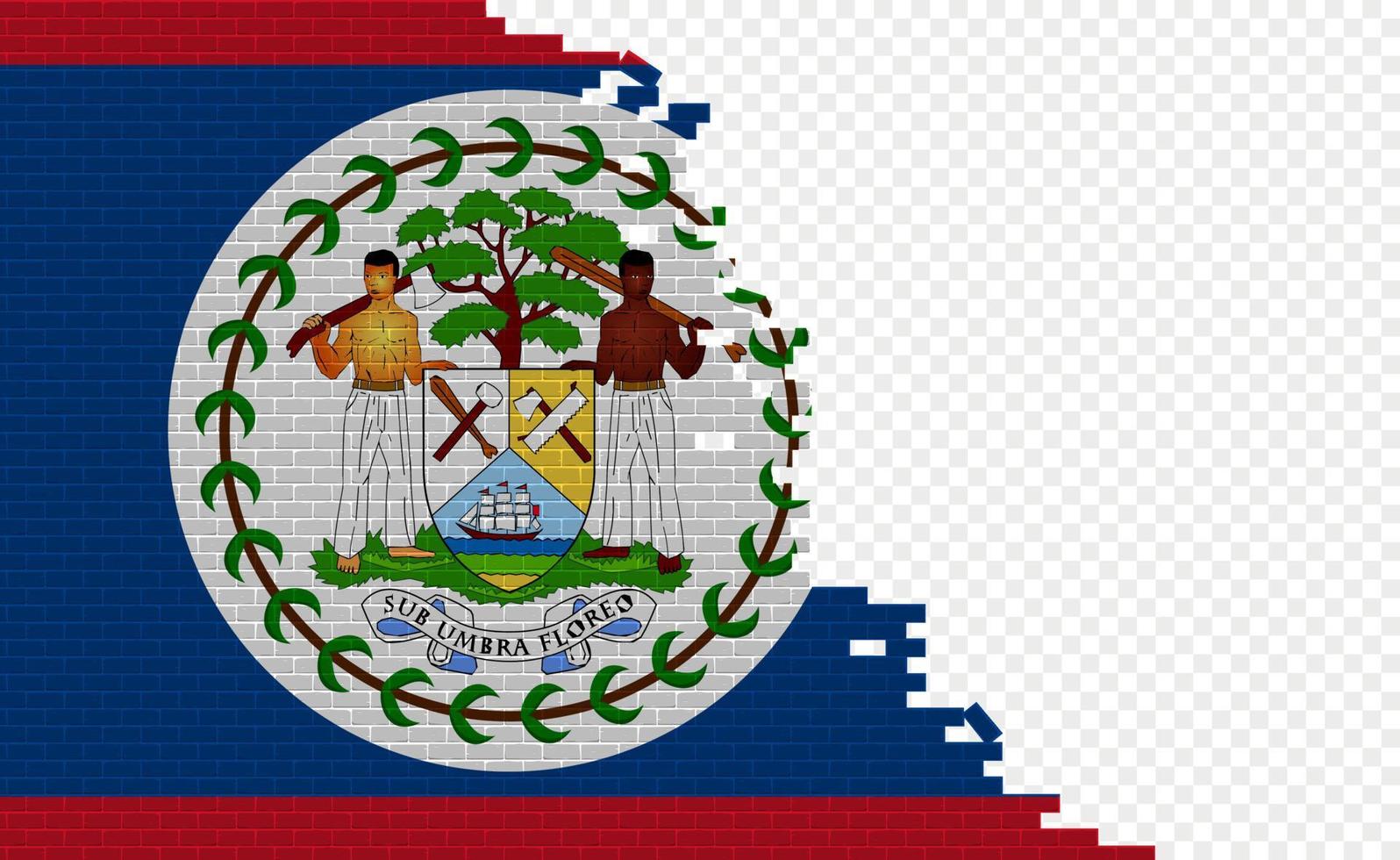 drapeau belize sur le mur de briques cassées. champ de drapeau vide d'un autre pays. comparaison de pays. édition facile et vecteur en groupes.