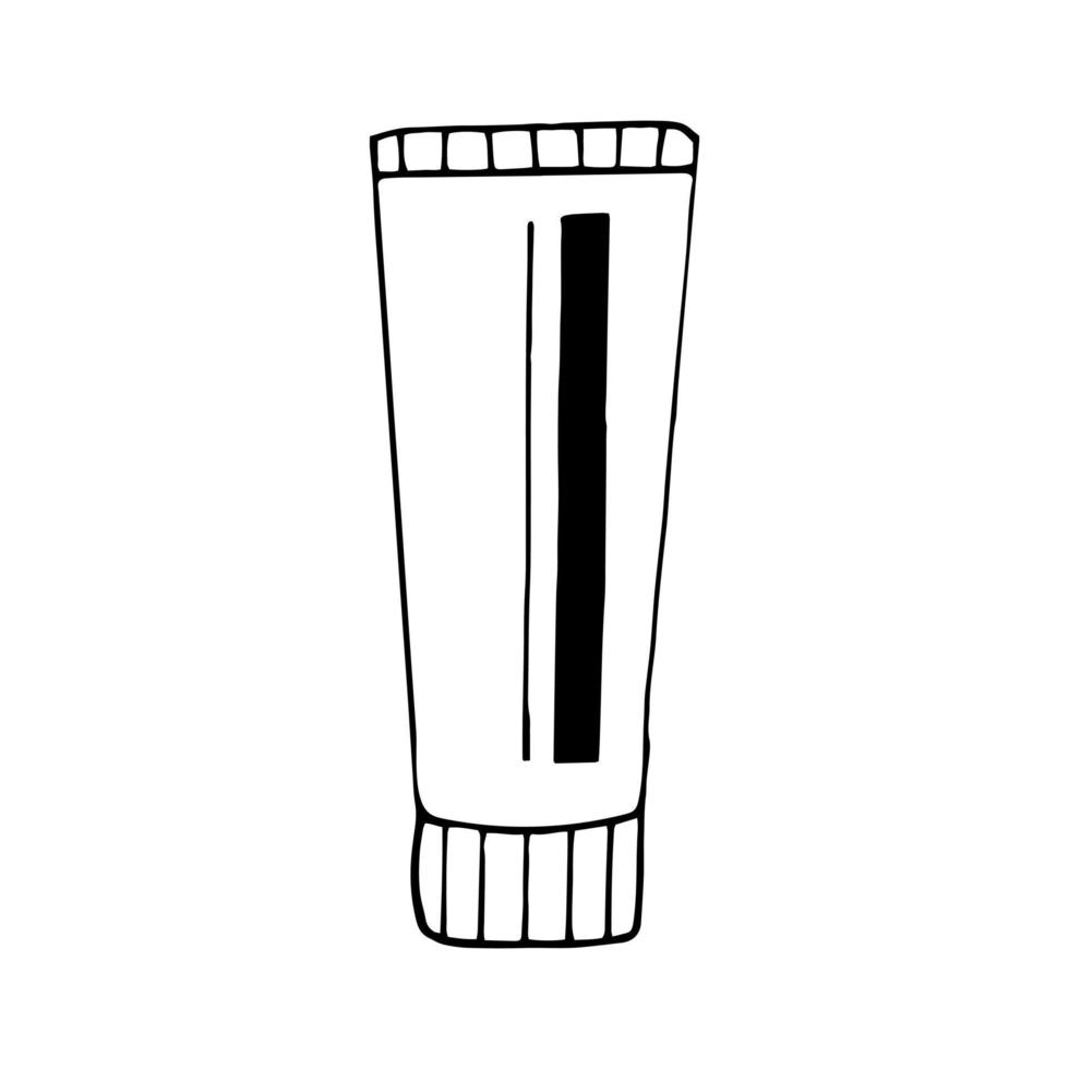 tube de pommade, crème, dentifrice doodle dessiné à la main. , scandinave, nordique, minimalisme monochrome icône médecine santé traitement vecteur