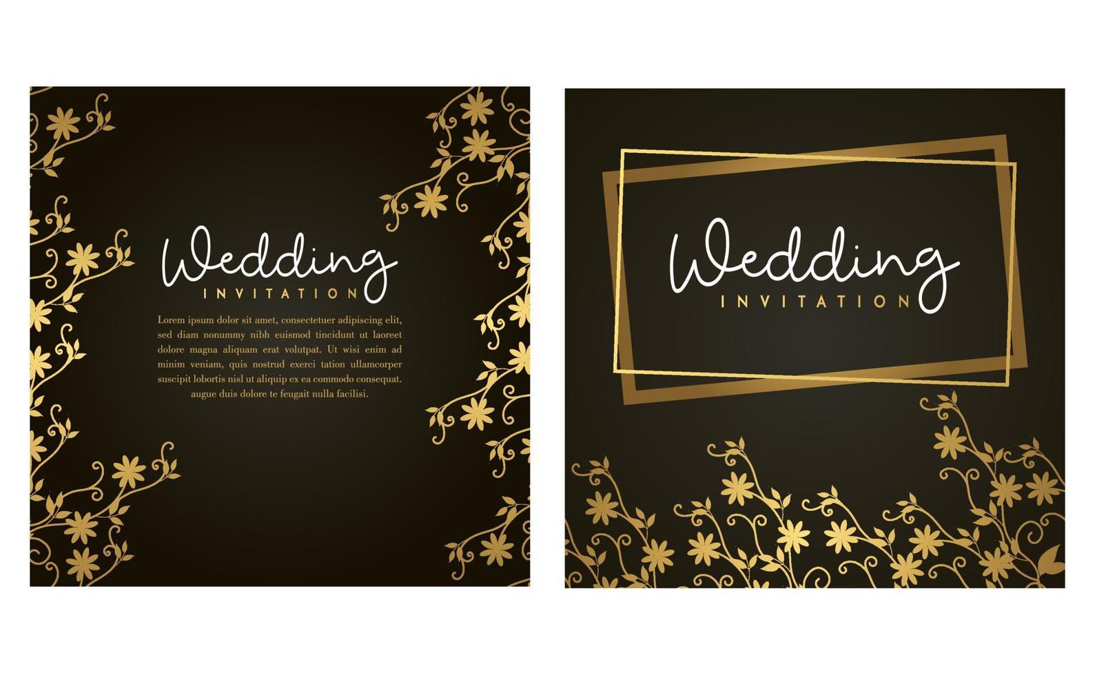 carte d'invitation de mariage d'or. carte d'invitation avec concept de luxe, maquettes dorées. vecteur