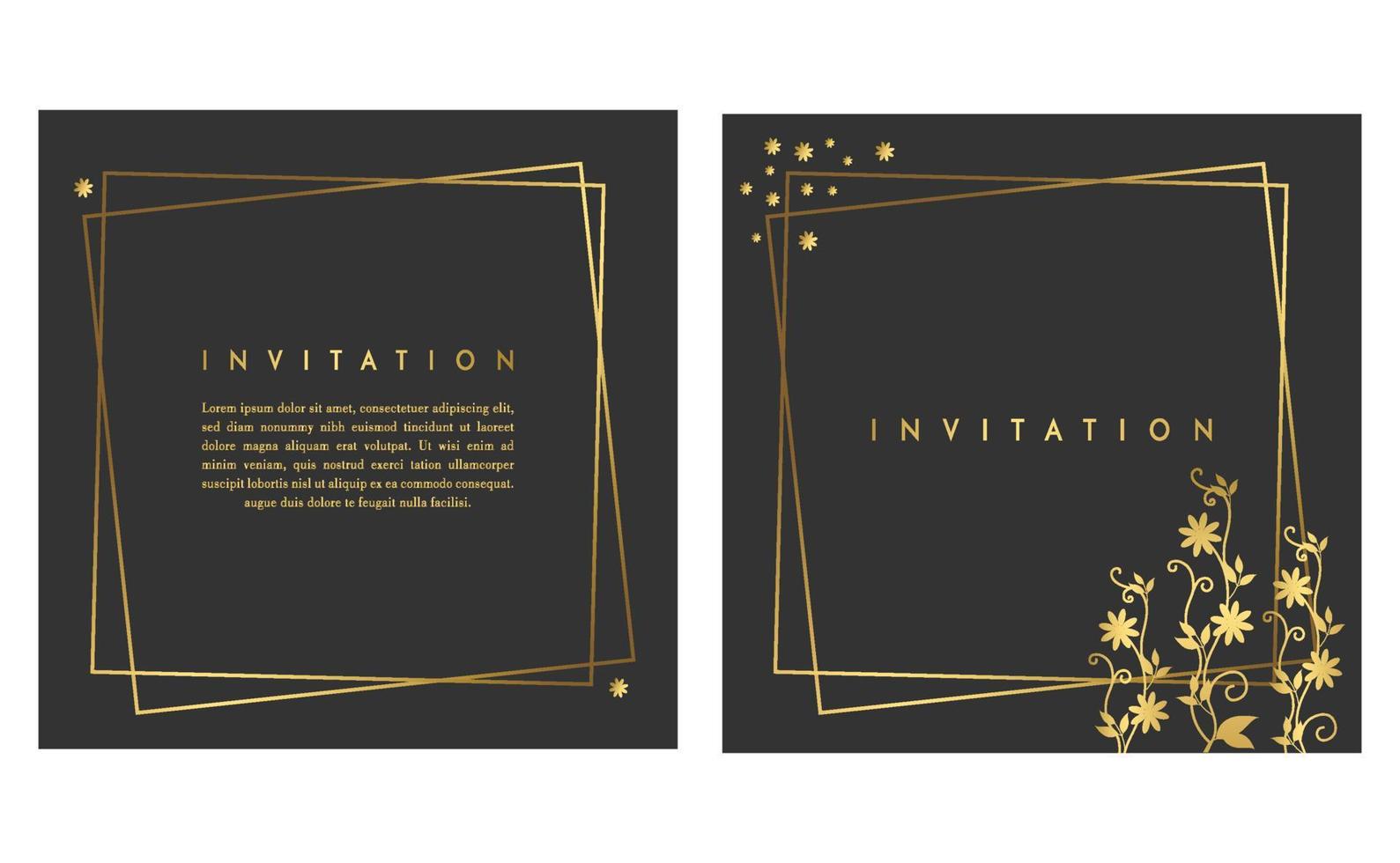 carte d'invitation de mariage d'or. carte d'invitation avec concept de luxe, maquettes dorées. vecteur