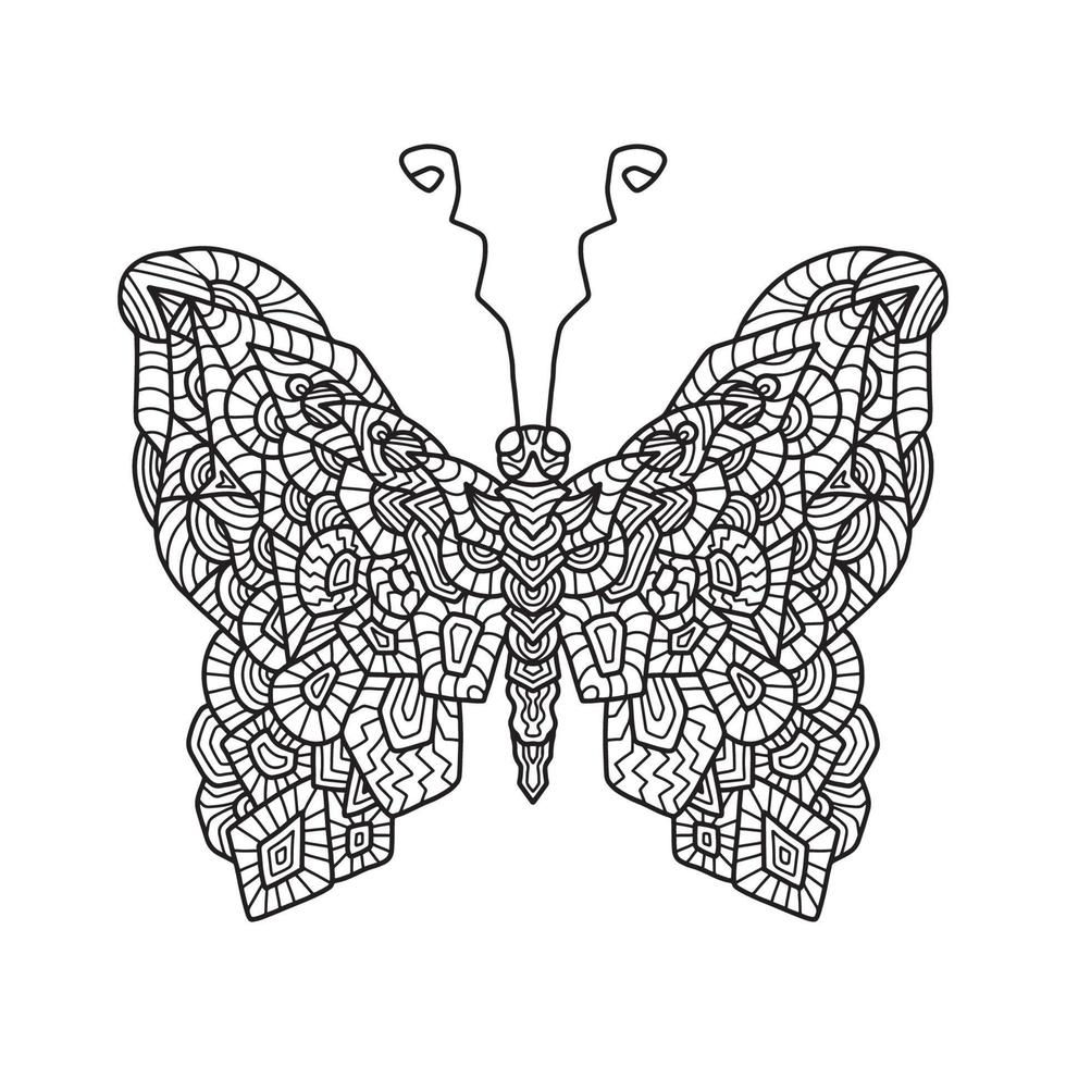 illustration d'un papillon. modèle d'art de griffonnage. Coloriage anti-stress pour adulte vecteur