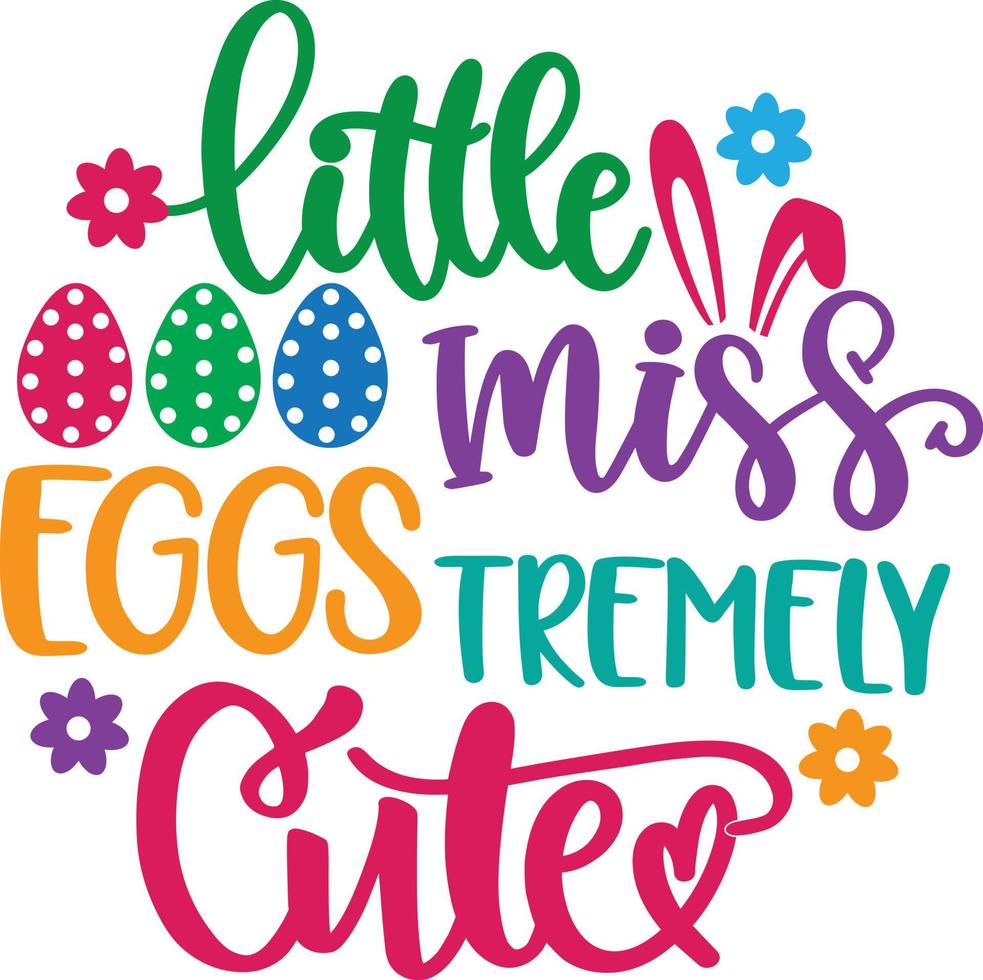little miss eggtremely cute 2, printemps, pâques, fleur de tulipes, fichier d'illustration vectorielle de joyeuses pâques vecteur