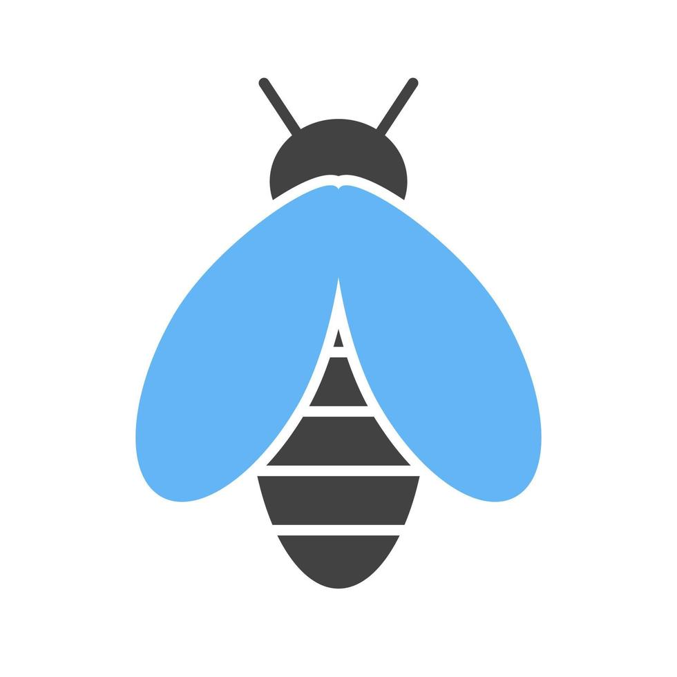 icône bleue et noire de glyphe d'abeille vecteur