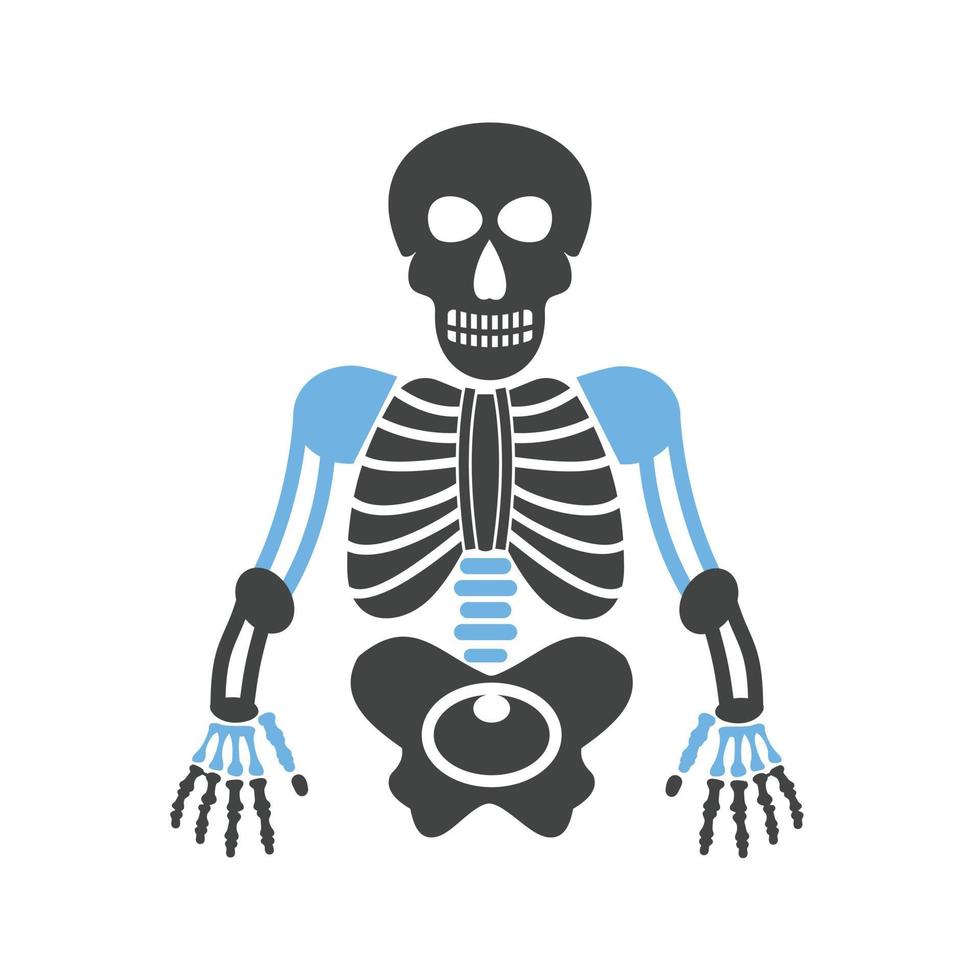 icône bleue et noire de glyphe de squelette humain vecteur