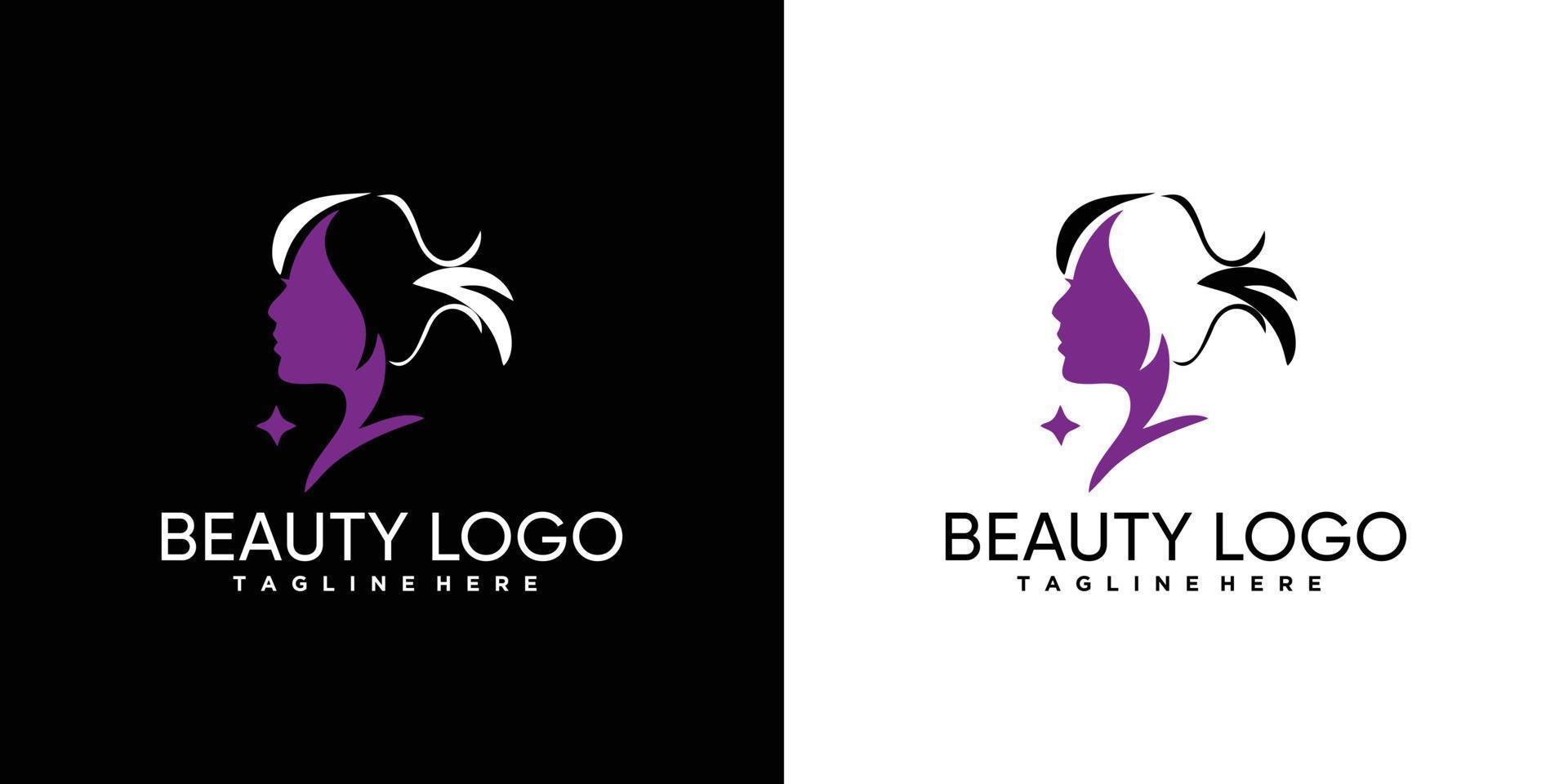 création de logo de beauté pour femme avec concept créatif vecteur