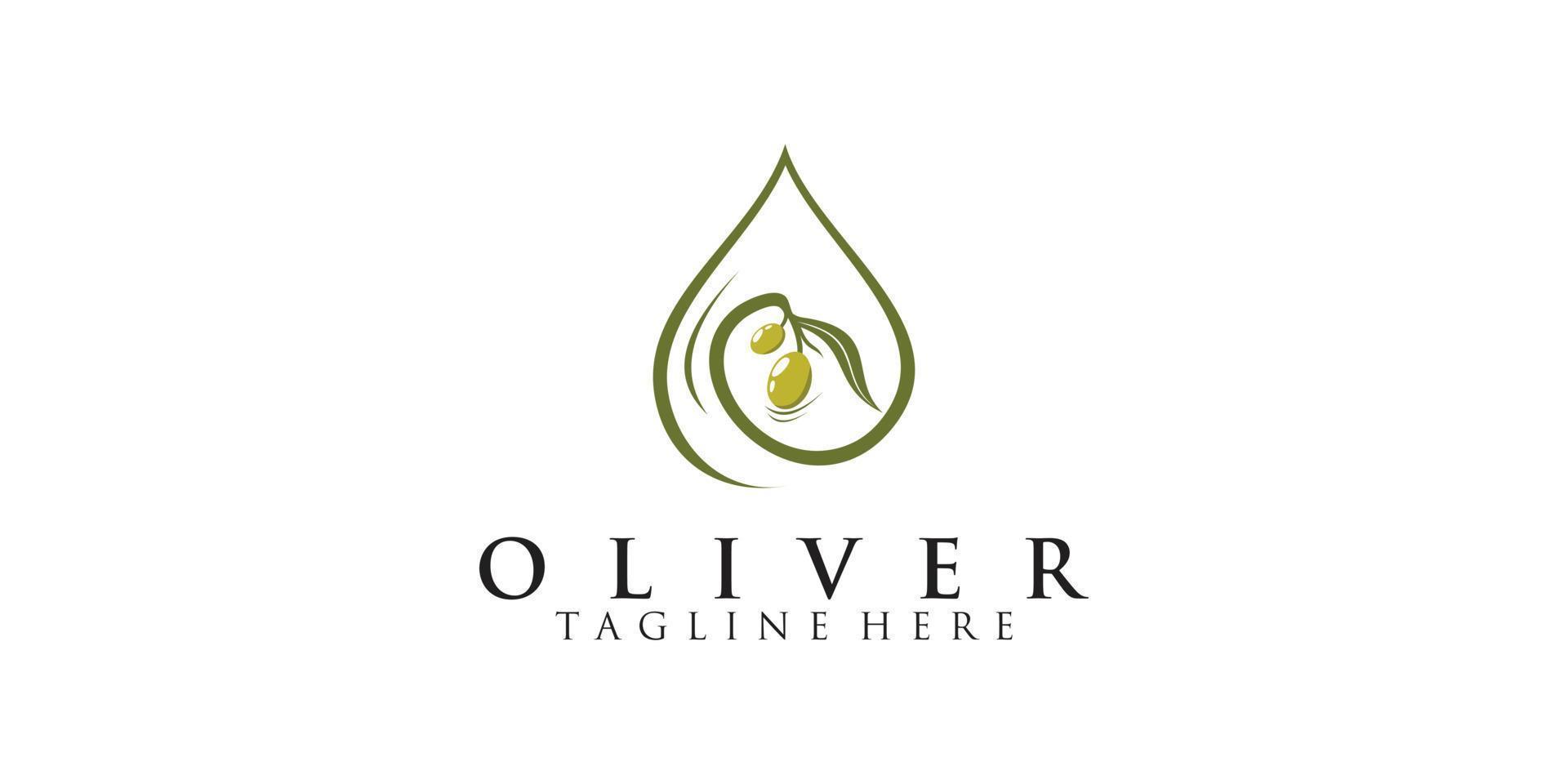 illustration de conception de logo d'olivier et d'huile avec concept simple vecteur premium