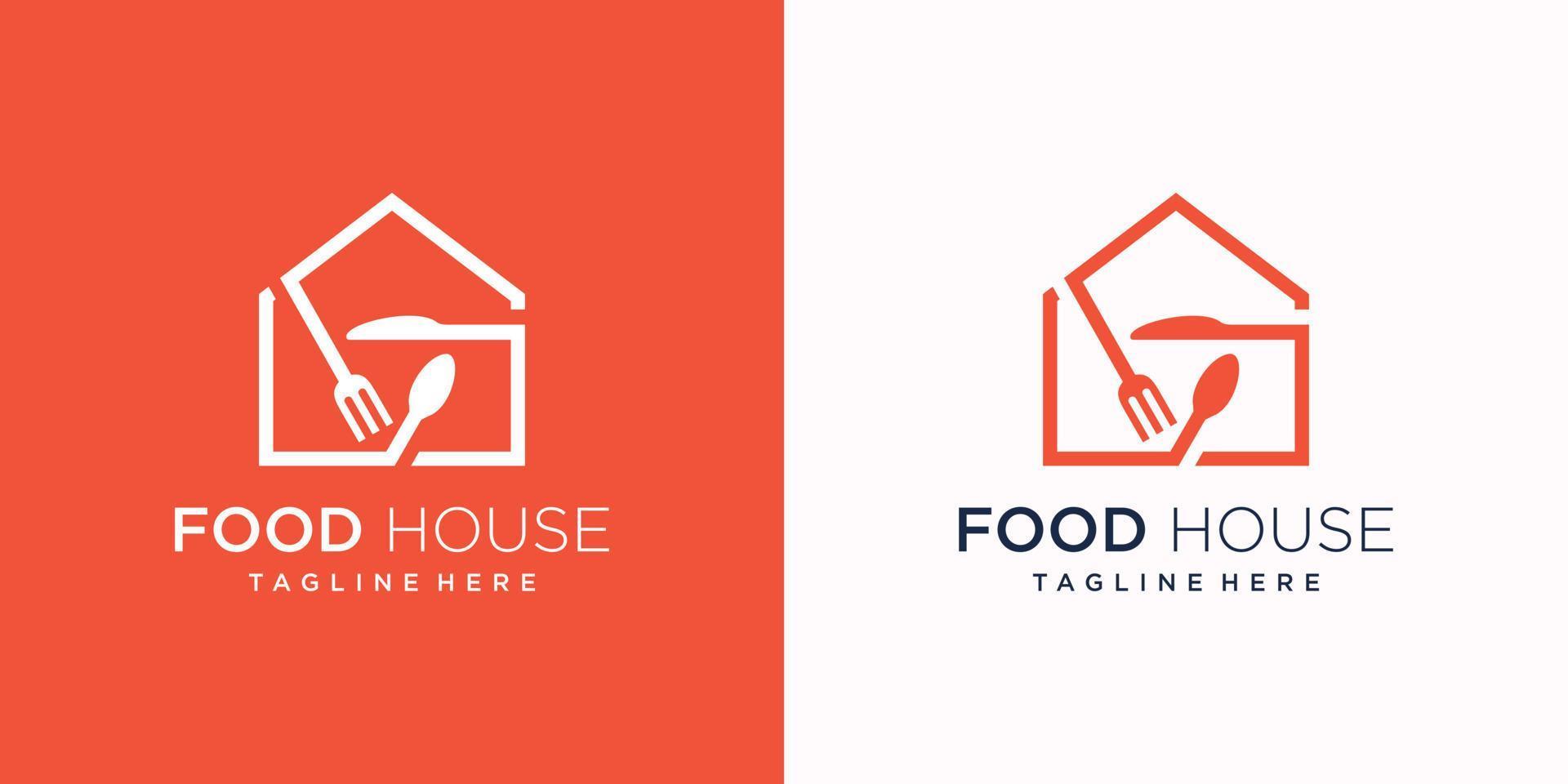 création de logo de maison de nourriture avec vecteur premium de concept moderne créatif
