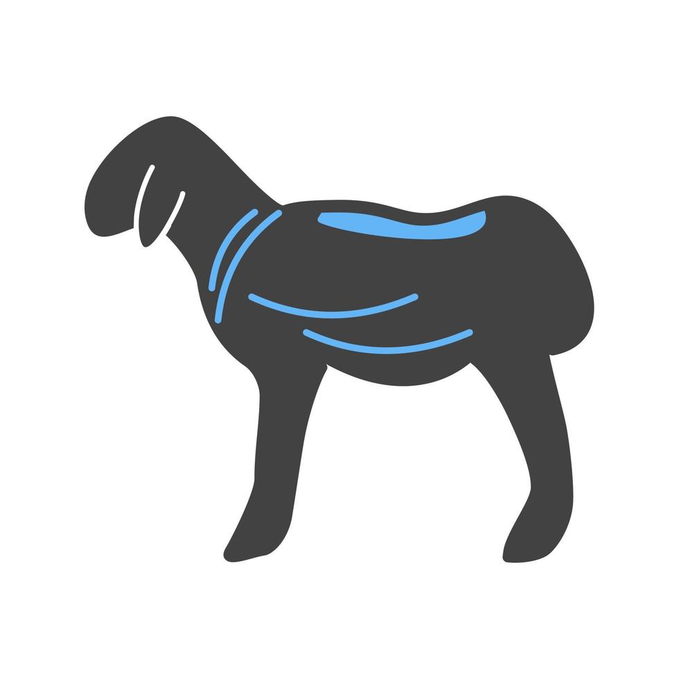 icône bleue et noire de glyphe de mouton vecteur