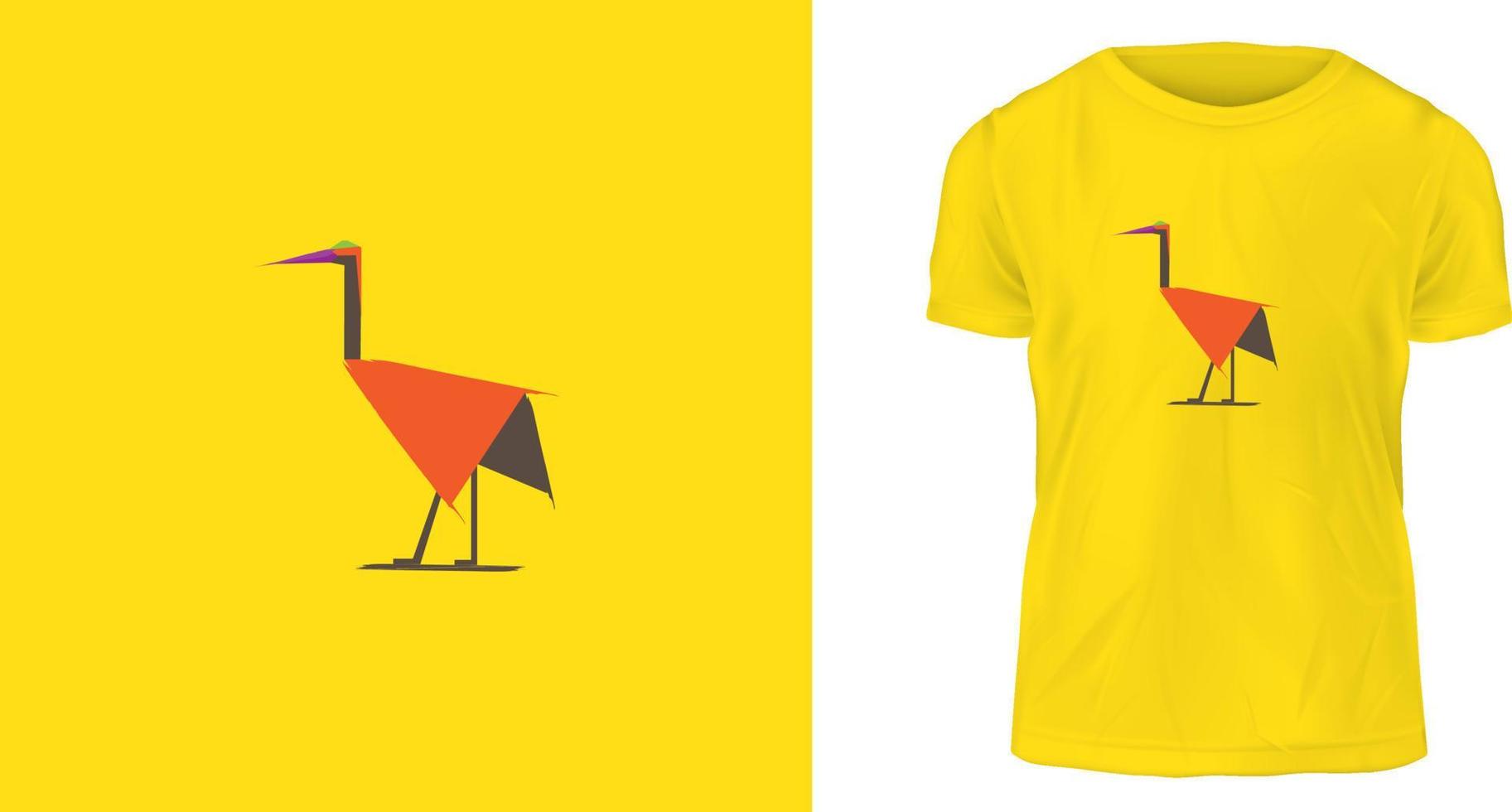 concept de design de t-shirt, oiseau en papier vecteur