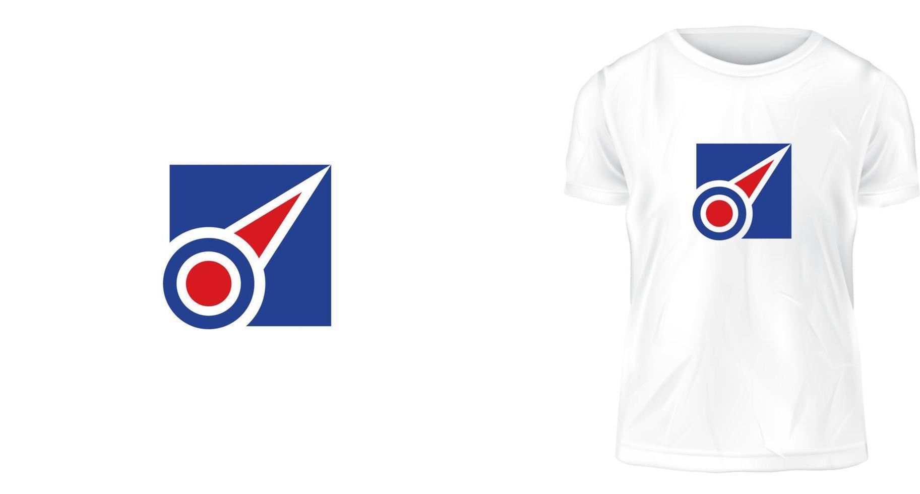 concept de design de t-shirt, boussole bleue et rouge vecteur