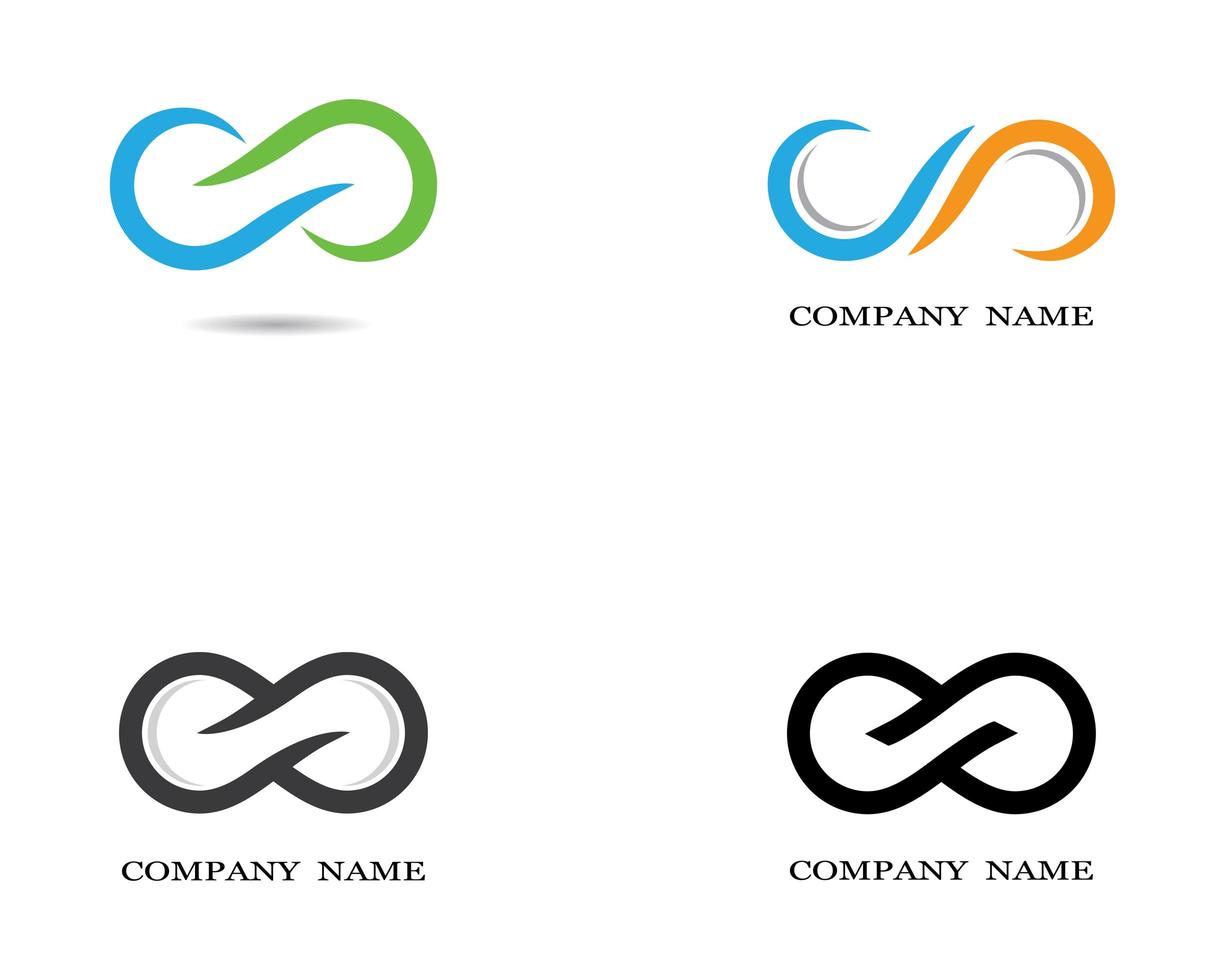 logos de symbole infini orange, vert, bleu vecteur