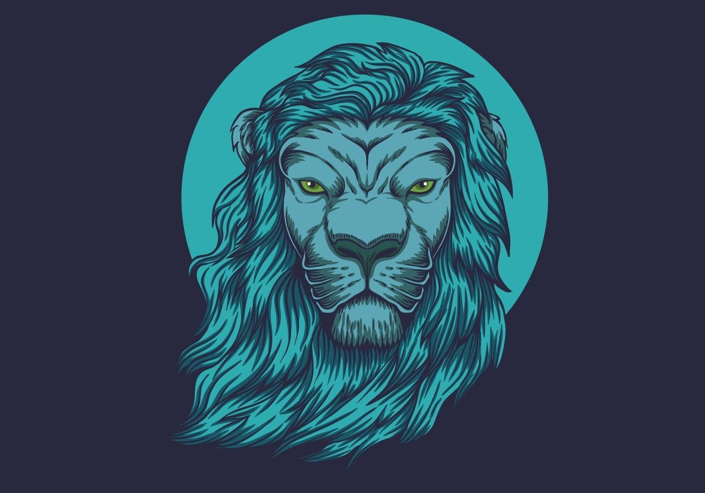 tête de lion bleu vecteur