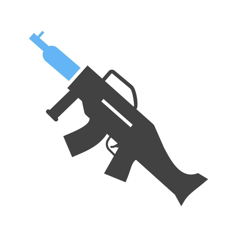 icône bleue et noire de glyphe de mitrailleuse vecteur
