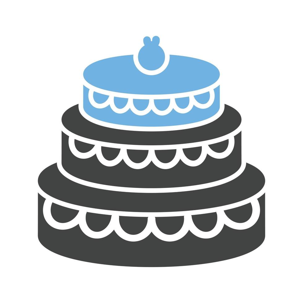 gâteau je glyphe bleu et noir icône vecteur