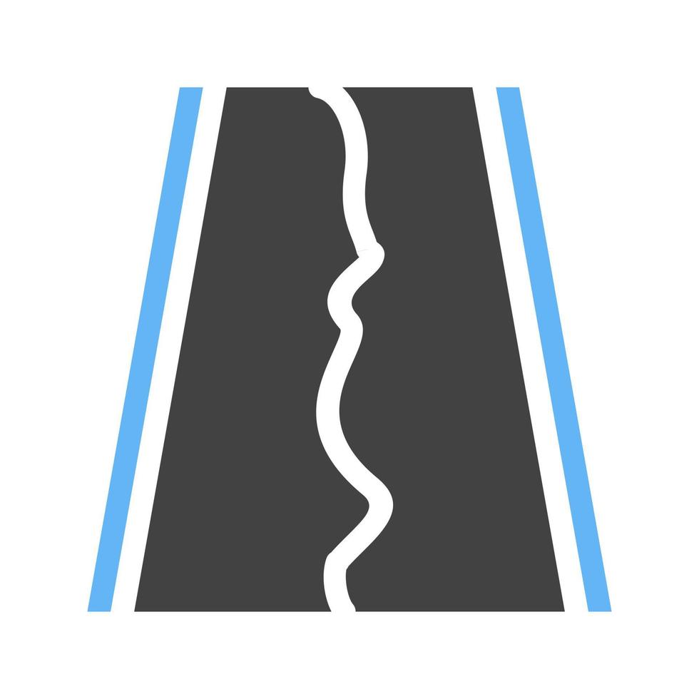 tremblement de terre sur l'icône bleue et noire de glyphe de route vecteur