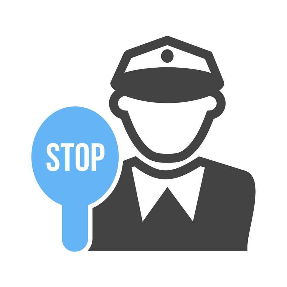 icône bleue et noire de glyphe de police de la circulation vecteur