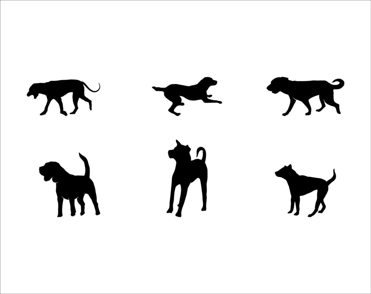 collection de silhouette de chien sur fond blanc vecteur