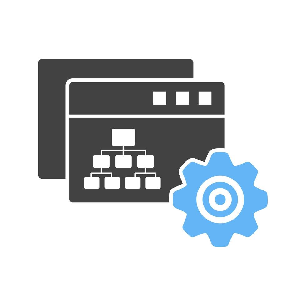 icône bleue et noire de glyphe de paramètres de sitemap vecteur