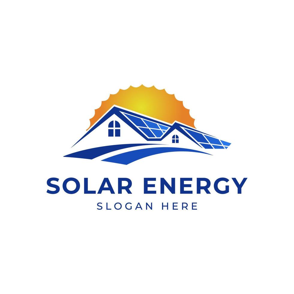 clipart de conception de logo d'énergie solaire de maison solaire. adapté aux entreprises de technologie solaire vecteur