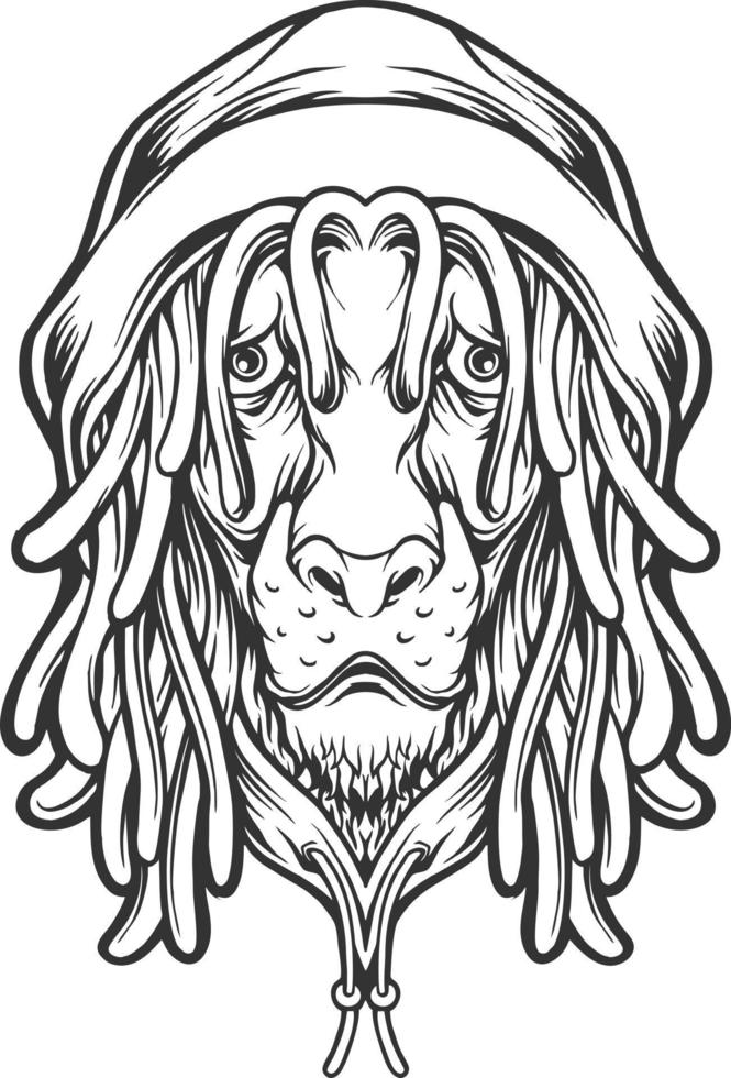 tête de lion cool rasta avec chapeau silhouette reggae vecteur