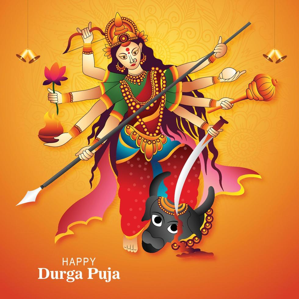 joyeux durga puja et fond de carte de fête navratri vecteur