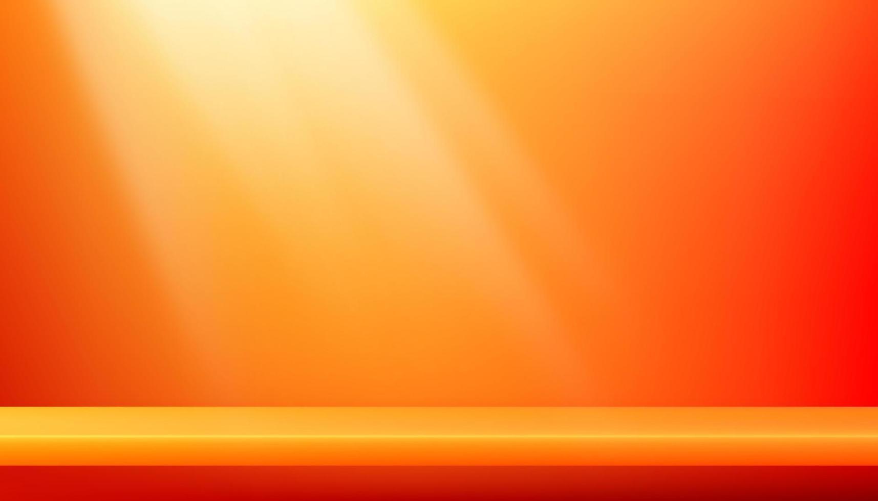 affichage de la salle de studio sur fond de mur orange, cylindre 3d vectoriel dans la salle de la galerie, vitrine d'illustration minimale pour la présentation du produit pour les ventes d'automne, automne