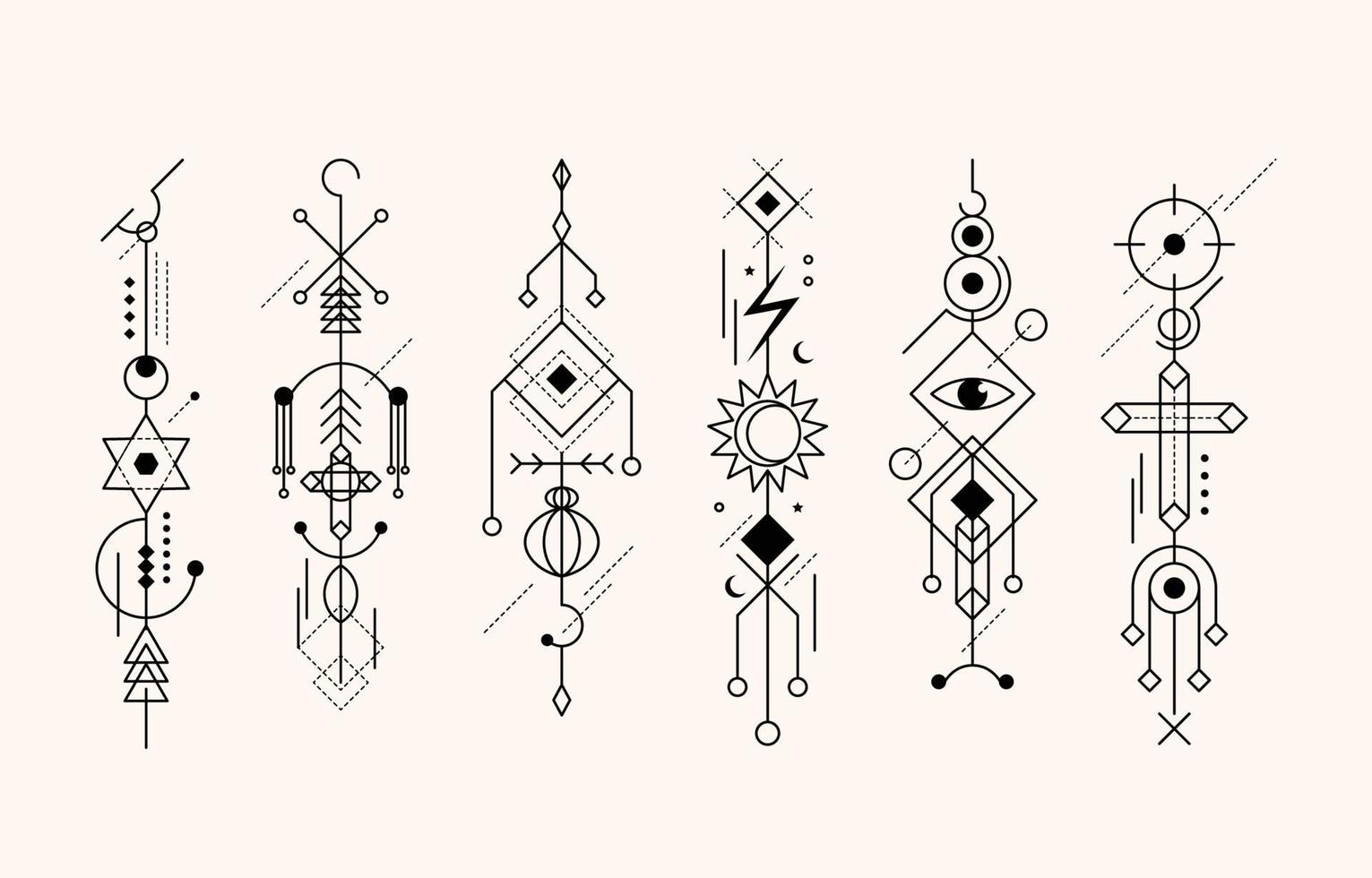 pack de tatouage minimaliste géométrique abstrait vecteur