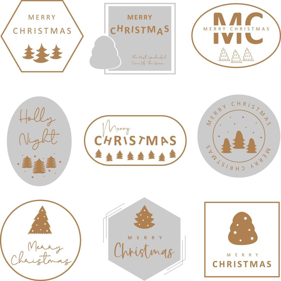 joyeux noël typographie lettrage badge, carte postale, invitation, carte de voeux et cadeau. vecteur