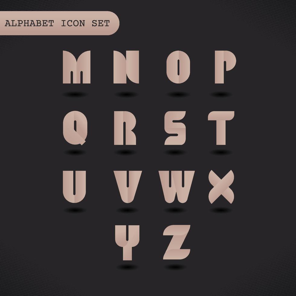 alphabet, icône, mz, brun, dégradé, ensemble vecteur