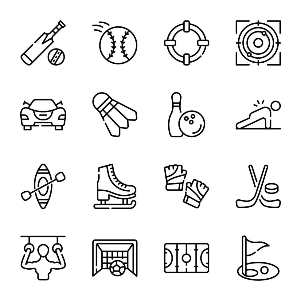 collection d'icônes linéaires sportives vecteur
