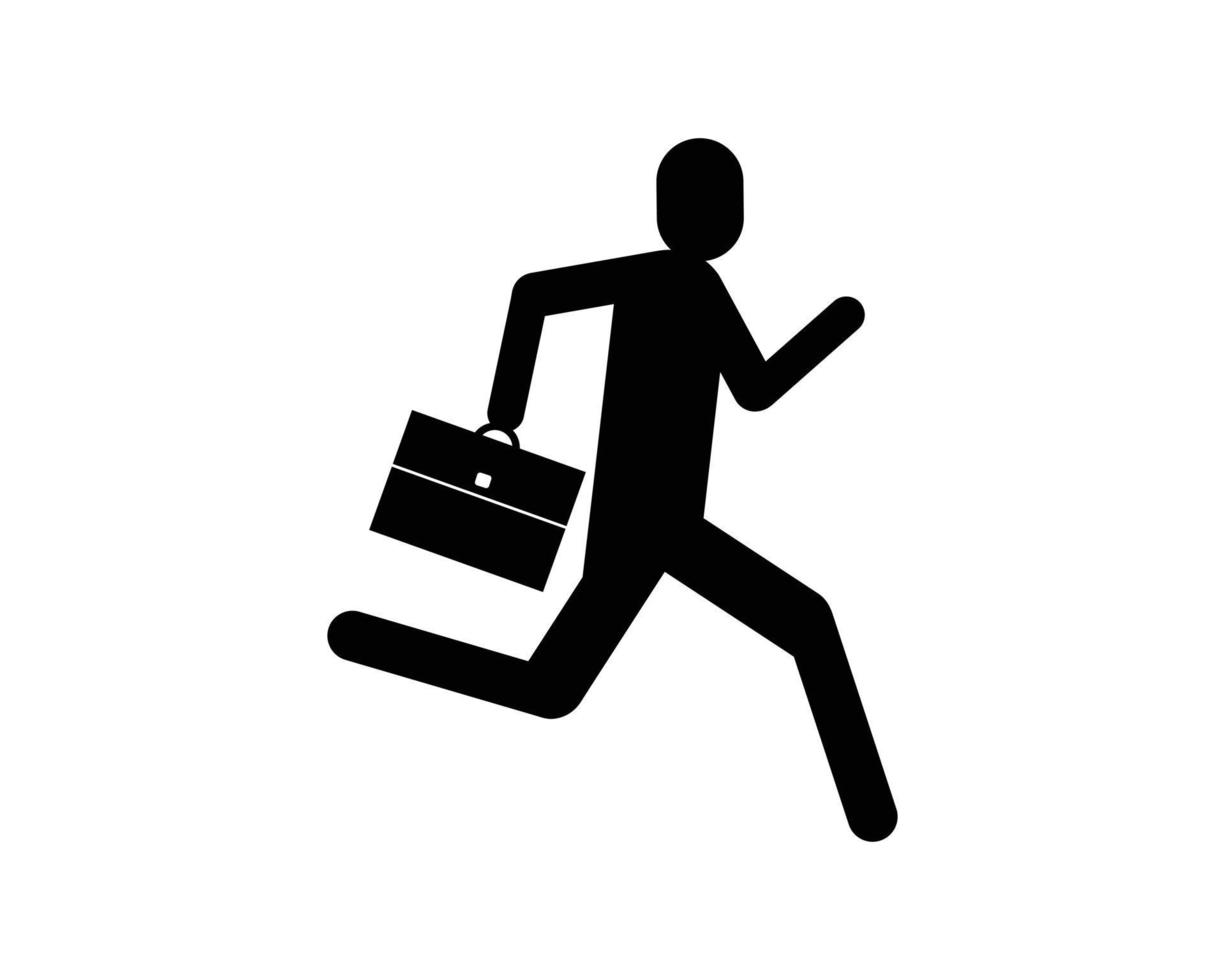 personne en retard au travail - courir au travail - illustration vectorielle de pictogramme vecteur